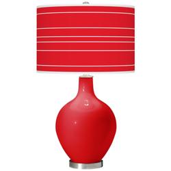 Color Plus Ovo 28 1/2&quot; Bold Stripe Shade Bright Red Table Lamp