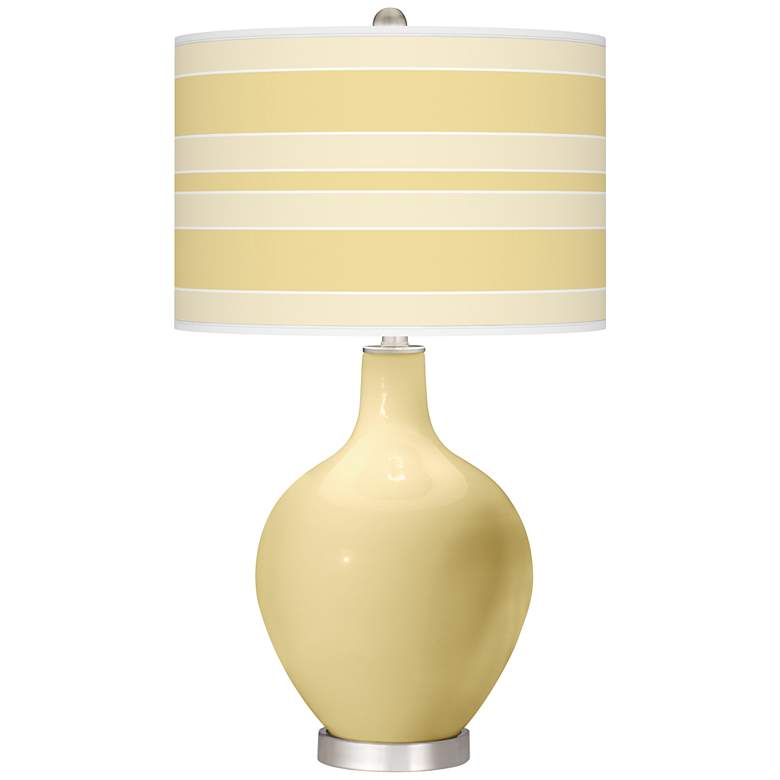 Image 1 Color Plus Ovo 28 1/2" Bold Stripe Shade Butter Up Yellow Table Lamp