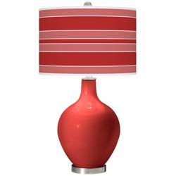 Color Plus Ovo 28 1/2&quot; Bold Stripe Shade Cherry Tomato Red Table Lamp