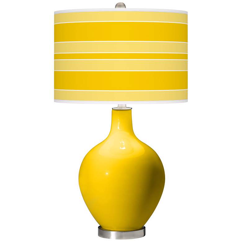 Image 1 Color Plus Ovo 28 1/2" Bold Stripe Shade Citrus Yellow Table Lamp