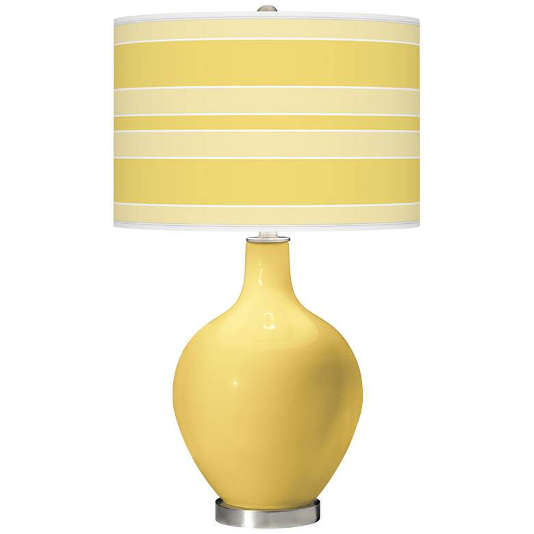 Image 1 Color Plus Ovo 28 1/2" Bold Stripe Shade Daffodil Yellow Table Lamp