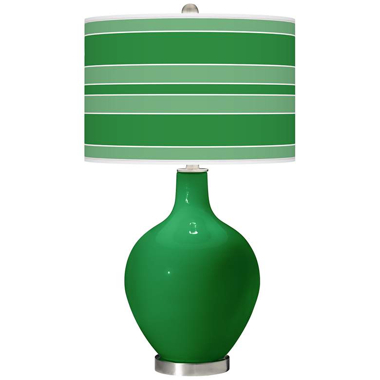 Image 1 Color Plus Ovo 28 1/2 inch Bold Stripe Shade Envy Green Table Lamp