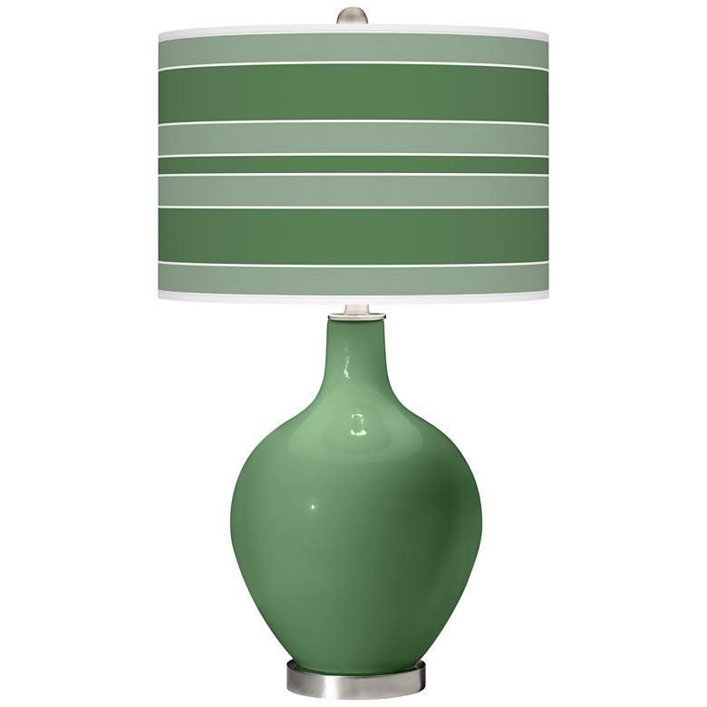 Image 1 Color Plus Ovo 28 1/2" Bold Stripe Shade Garden Grove Green Table Lamp