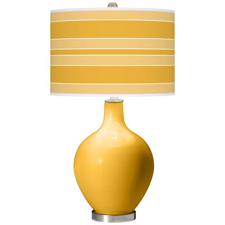 Image 1 Color Plus Ovo 28 1/2" Bold Stripe Shade Goldenrod Yellow Table Lamp