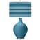 Color Plus Ovo 28 1/2" Bold Stripe Shade Great Falls Blue Table Lamp