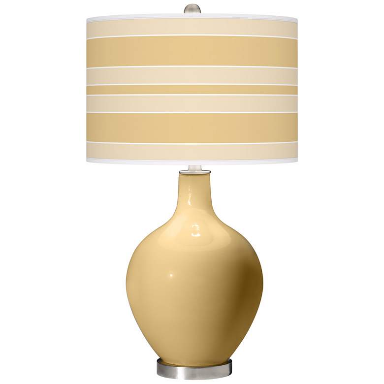 Image 1 Color Plus Ovo 28 1/2" Bold Stripe Shade Humble Gold Table Lamp