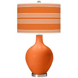 Image1 of Color Plus Ovo 28 1/2" Bold Stripe Shade Invigorate Orange Table Lamp