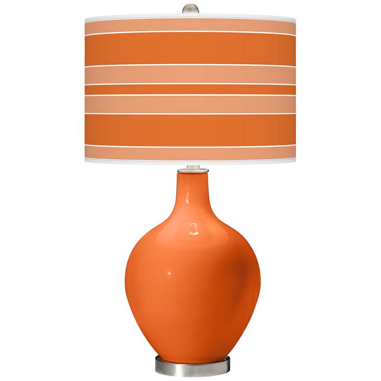 Image 1 Color Plus Ovo 28 1/2" Bold Stripe Shade Invigorate Orange Table Lamp