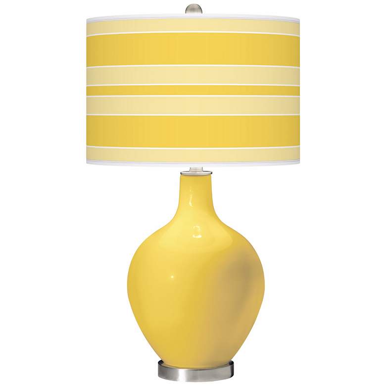 Image 1 Color Plus Ovo 28 1/2" Bold Stripe Shade Lemon Zest Yellow Table Lamp