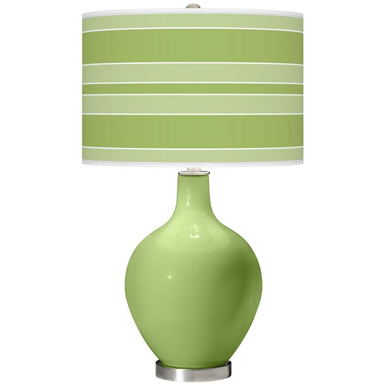 Image 1 Color Plus Ovo 28 1/2" Bold Stripe Shade Lime Rickey Green Table Lamp