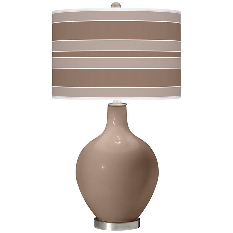 Image 1 Color Plus Ovo 28 1/2" Bold Stripe Shade Mocha Brown Glass Table Lamp