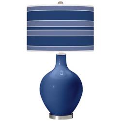 Color Plus Ovo 28 1/2&quot; Bold Stripe Shade Monaco Blue Table Lamp