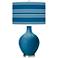 Color Plus Ovo 28 1/2" Bold Stripe Shade Mykonos Blue Table Lamp