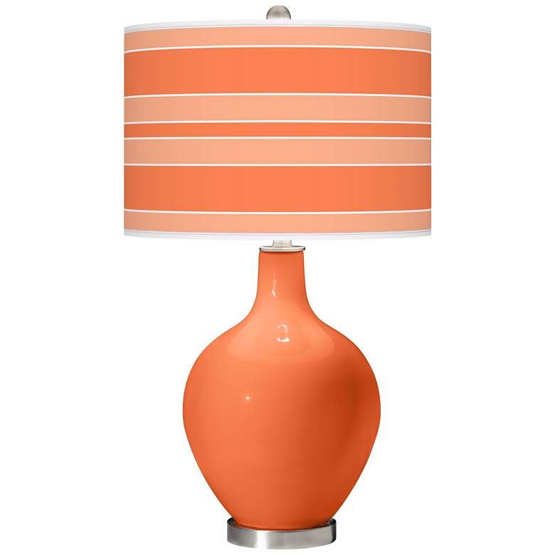 Image 1 Color Plus Ovo 28 1/2 inch Bold Stripe Shade Nectarine Orange Table Lamp