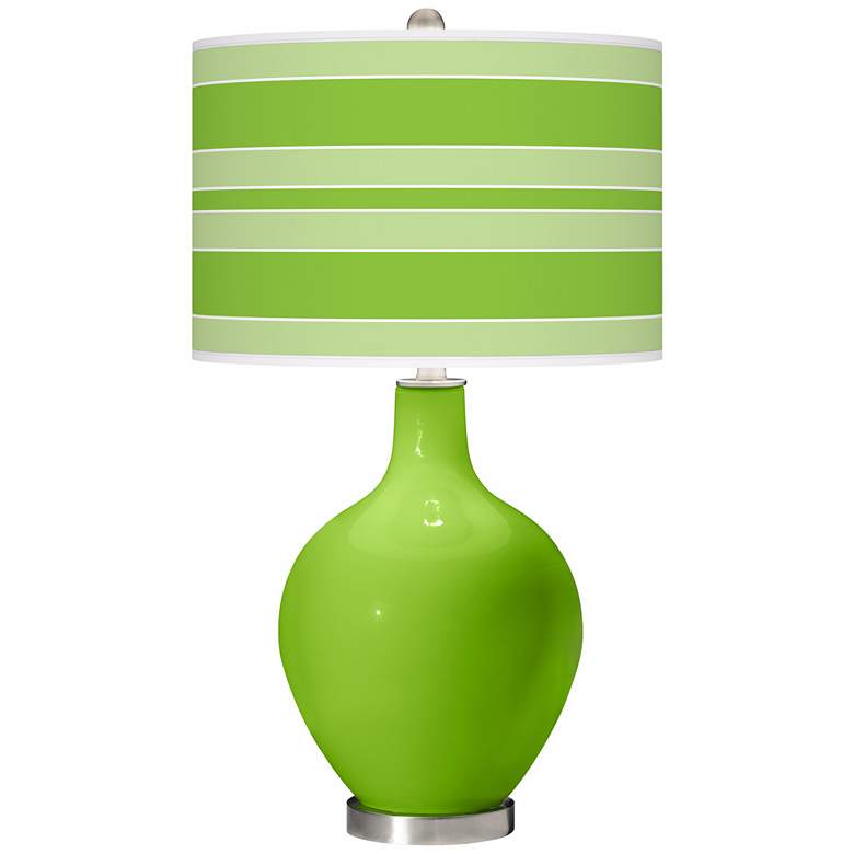 Image 1 Color Plus Ovo 28 1/2" Bold Stripe Shade Neon Green Table Lamp