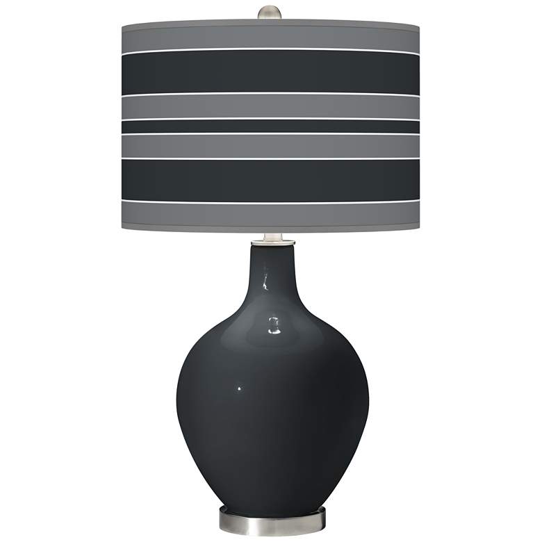 Image 1 Color Plus ovo 28 1/2" Bold Stripe Shade Night Black Glass Table Lamp