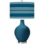 Color Plus Ovo 28 1/2" Bold Stripe Shade Oceanside Blue Table Lamp