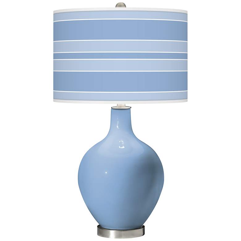 Image 1 Color Plus Ovo 28 1/2" Bold Stripe Shade Placid Blue Table Lamp