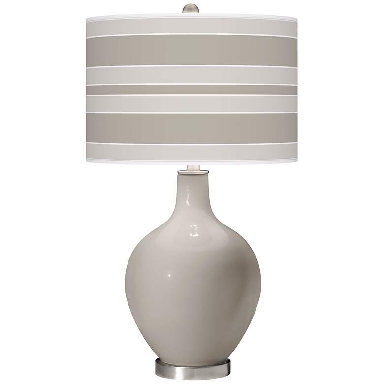 Image 1 Color Plus Ovo 28 1/2" Bold Stripe Shade Requisite Gray  Table Lamp