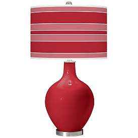 Image1 of Color Plus Ovo 28 1/2" Bold Stripe Shade Ribbon Red Table Lamp