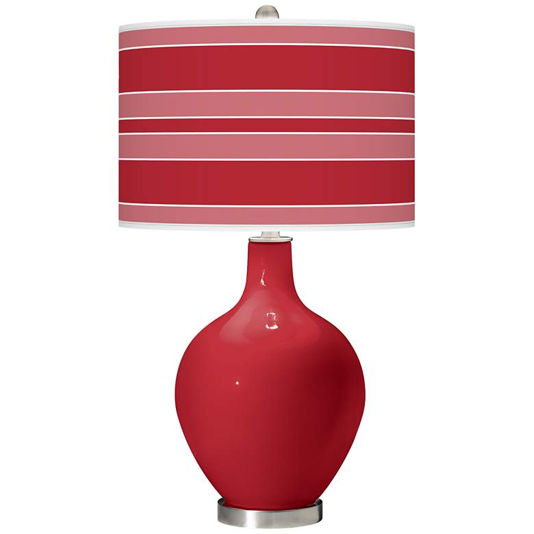 Image 1 Color Plus Ovo 28 1/2" Bold Stripe Shade Ribbon Red Table Lamp