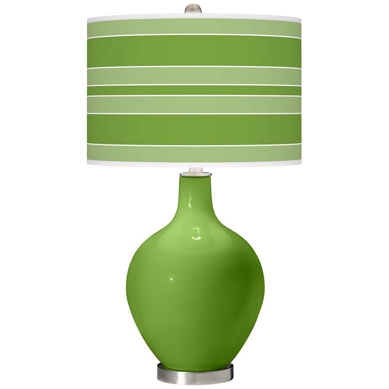 Image 1 Color Plus Ovo 28 1/2" Bold Stripe Shade Rosemary Green Table Lamp