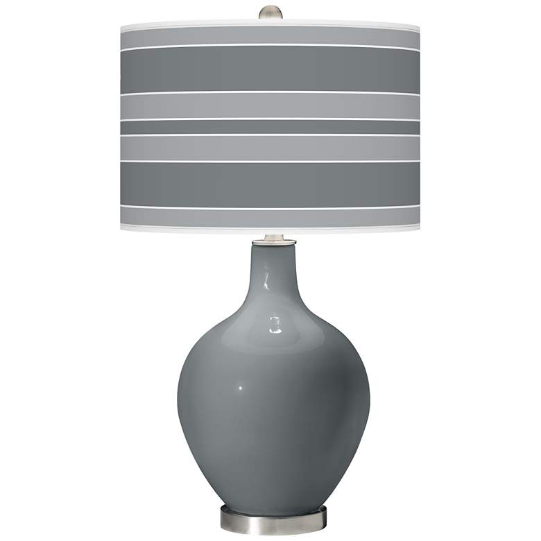 Image 1 Color Plus Ovo 28 1/2 inch Bold Stripe Shade Software Gray Table Lamp