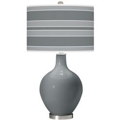 Color Plus Ovo 28 1/2&quot; Bold Stripe Shade Software Gray Table Lamp