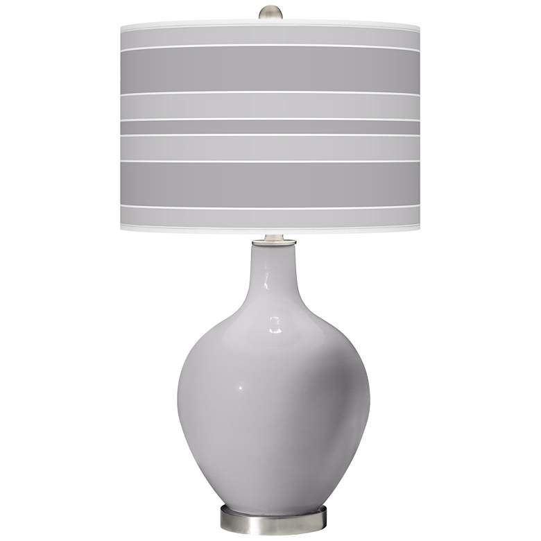 Image 1 Color Plus Ovo 28 1/2" Bold Stripe Shade Swanky Gray Table Lamp