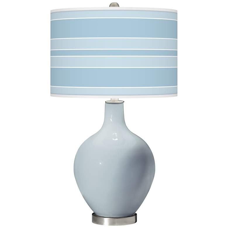Image 1 Color Plus Ovo 28 1/2" Bold Stripe Shade Take Five Blue Table Lamp