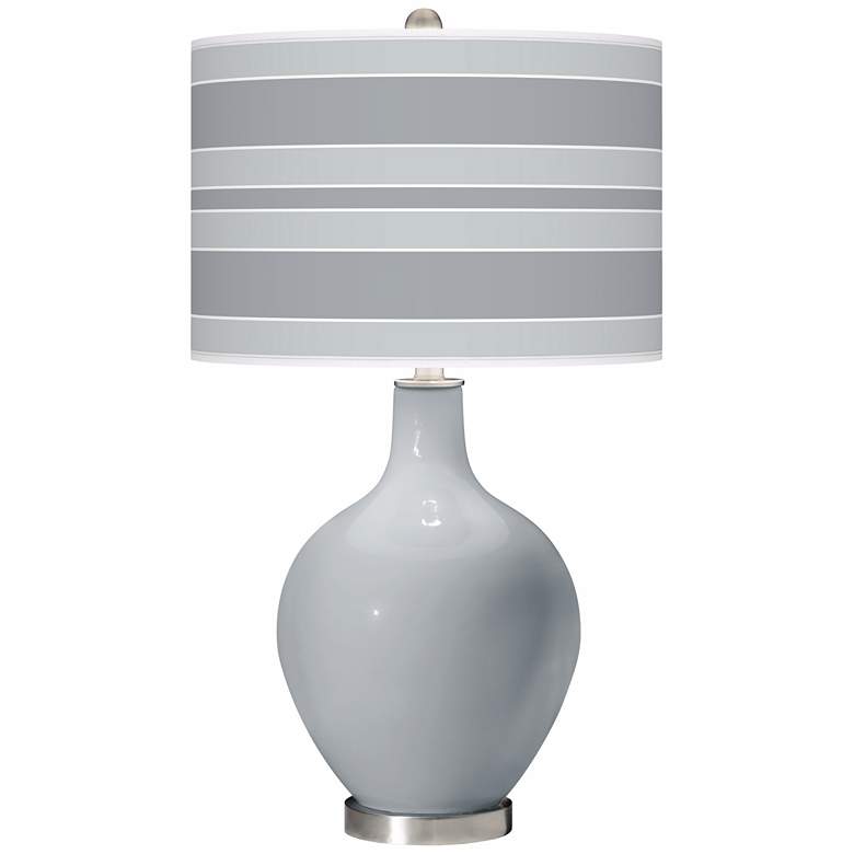 Image 1 Color Plus Ovo 28 1/2" Bold Stripe Shade Uncertain Gray Table Lamp