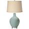 Color Plus Ovo 28 1/2" Burlap Drum Shade Aqua-Sphere Blue Table Lamp