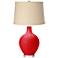 Color Plus Ovo 28 1/2" Burlap Drum Shade Bright Red Table Lamp