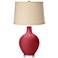 Color Plus Ovo 28 1/2" Burlap Drum Shade Samba Red Table Lamp