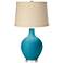 Color Plus Ovo 28 1/2" Burlap Shade Caribbean Sea Blue Table Lamp