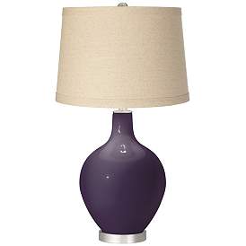 Image1 of Color Plus Ovo 28 1/2" Burlap Shade Quixotic Plum Purple Table Lamp