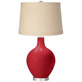Image1 of Color Plus Ovo 28 1/2" Burlap Shade Ribbon Red Table Lamp