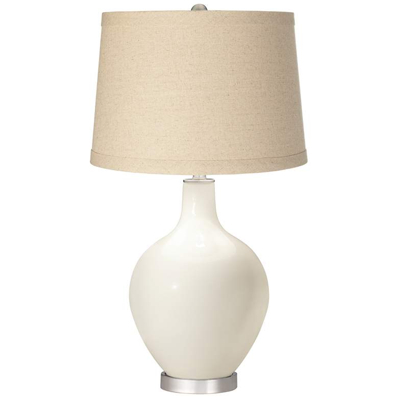 Image 1 Color Plus Ovo 28 1/2" Burlap Shade West Highland White Table Lamp