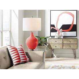 Image3 of Color Plus Ovo 28 1/2" Cherry Tomato Red Table Lamp more views