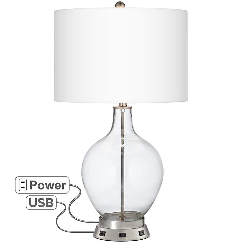 Image 1 Color Plus Ovo 28 1/2" Clear Glass Fillable Table Lamp with USB Base