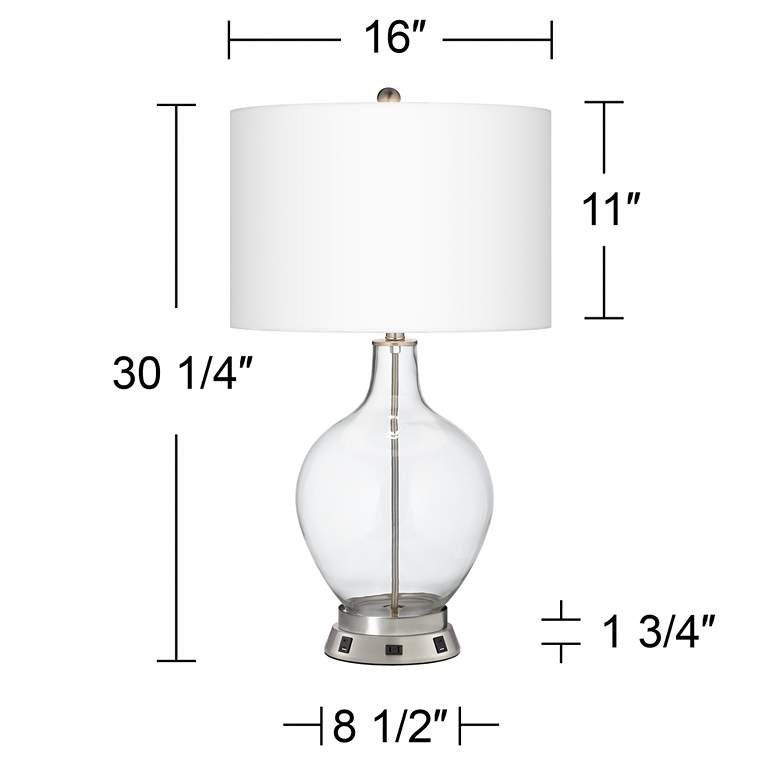 Image 6 Color Plus Ovo 28 1/2" Clear Glass Fillable Table Lamp with USB Base more views