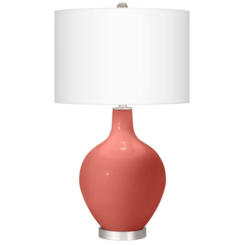 Image 2 Color Plus Ovo 28 1/2 inch Coral Reef Pink Table Lamp With USB Dimmer
