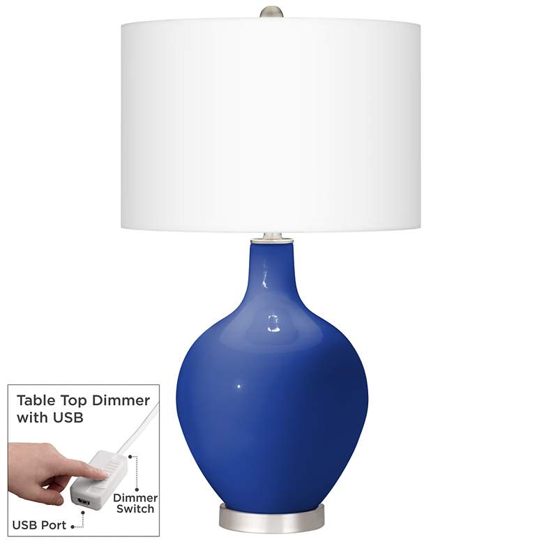 Image 1 Color Plus Ovo 28 1/2" Dazzling Blue Table Lamp with USB Dimmer