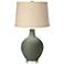 Color Plus Ovo 28 1/2" Deep Lichen Green Burlap Drum Shade Table Lamp
