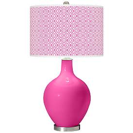 Image1 of Color Plus Ovo 28 1/2" Diamonds Fuchsia Pink Table Lamp