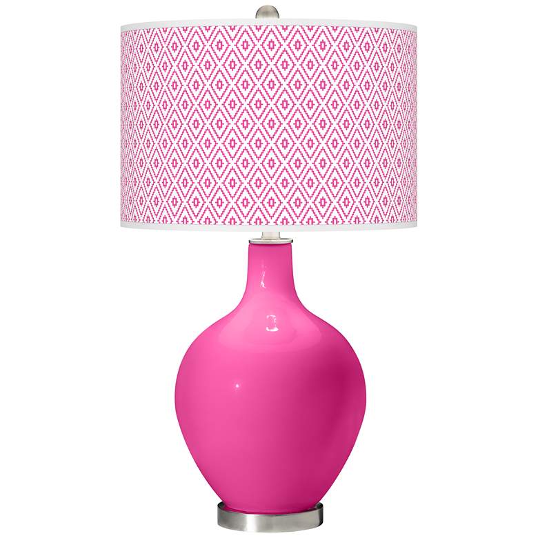 Image 1 Color Plus Ovo 28 1/2 inch Diamonds Fuchsia Pink Table Lamp