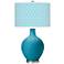 Color Plus Ovo 28 1/2" Diamonds Shade Caribbean Sea Blue Table Lamp