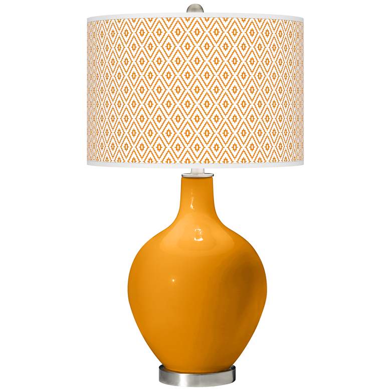 Image 1 Color Plus Ovo 28 1/2" Diamonds Shade Carnival Orange Table Lamp