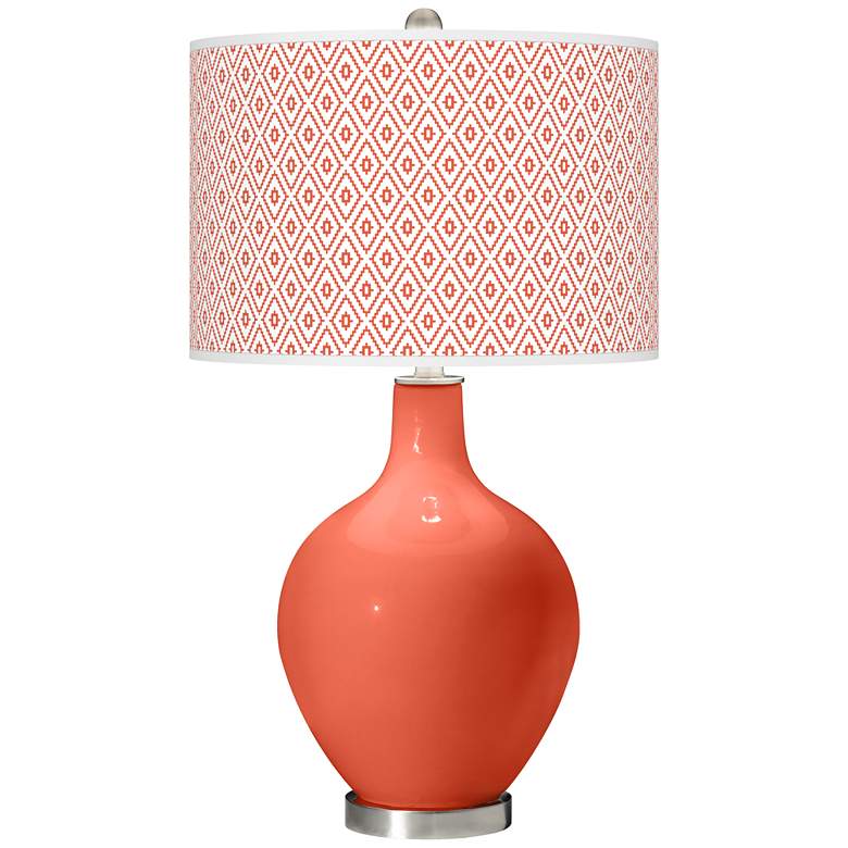 Image 1 Color Plus Ovo 28 1/2" Diamonds Shade Daring Orange Table Lamp