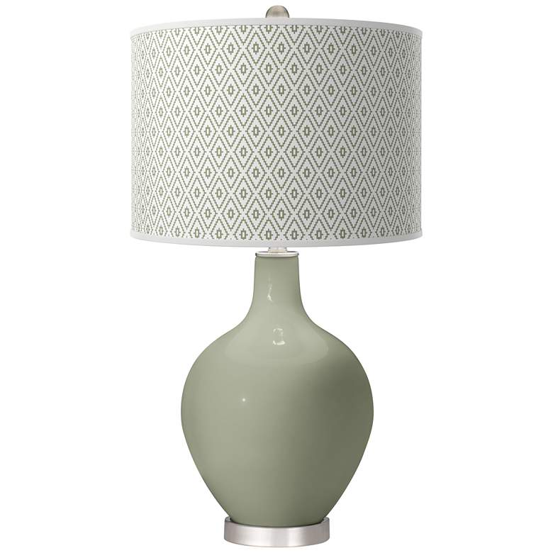 Image 1 Color Plus Ovo 28 1/2" Diamonds Shade Evergreen Fog Green Table Lamp